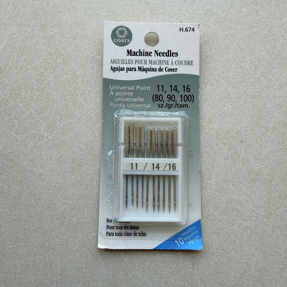 Coats & Clark H.674 Universal Point 10pack Sewing Machine Needles Sizes 11 14 16